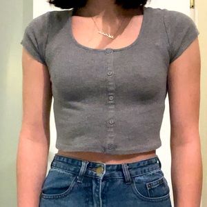 grey wild fable button-down crop top